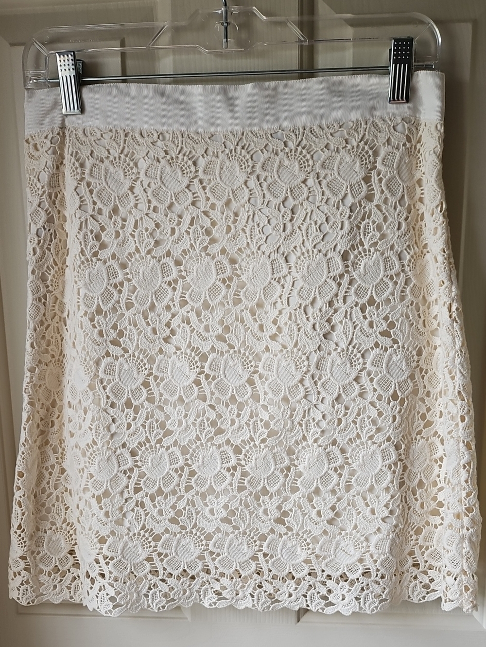 LOFT Cream Lace A-Line Skirt